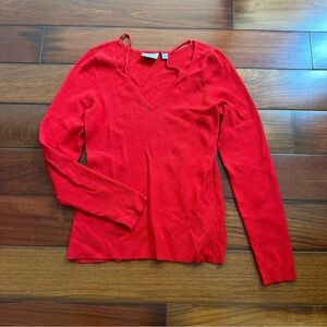 Anthropologie Red V-Neck Sweater